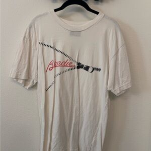 White Blondie Graphic Tee with Zipper Design